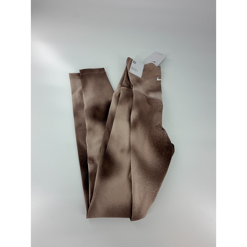 Nike One Women High Rise Printed Leggings Dri-Fit Pants Brown FQ6260-208 XS